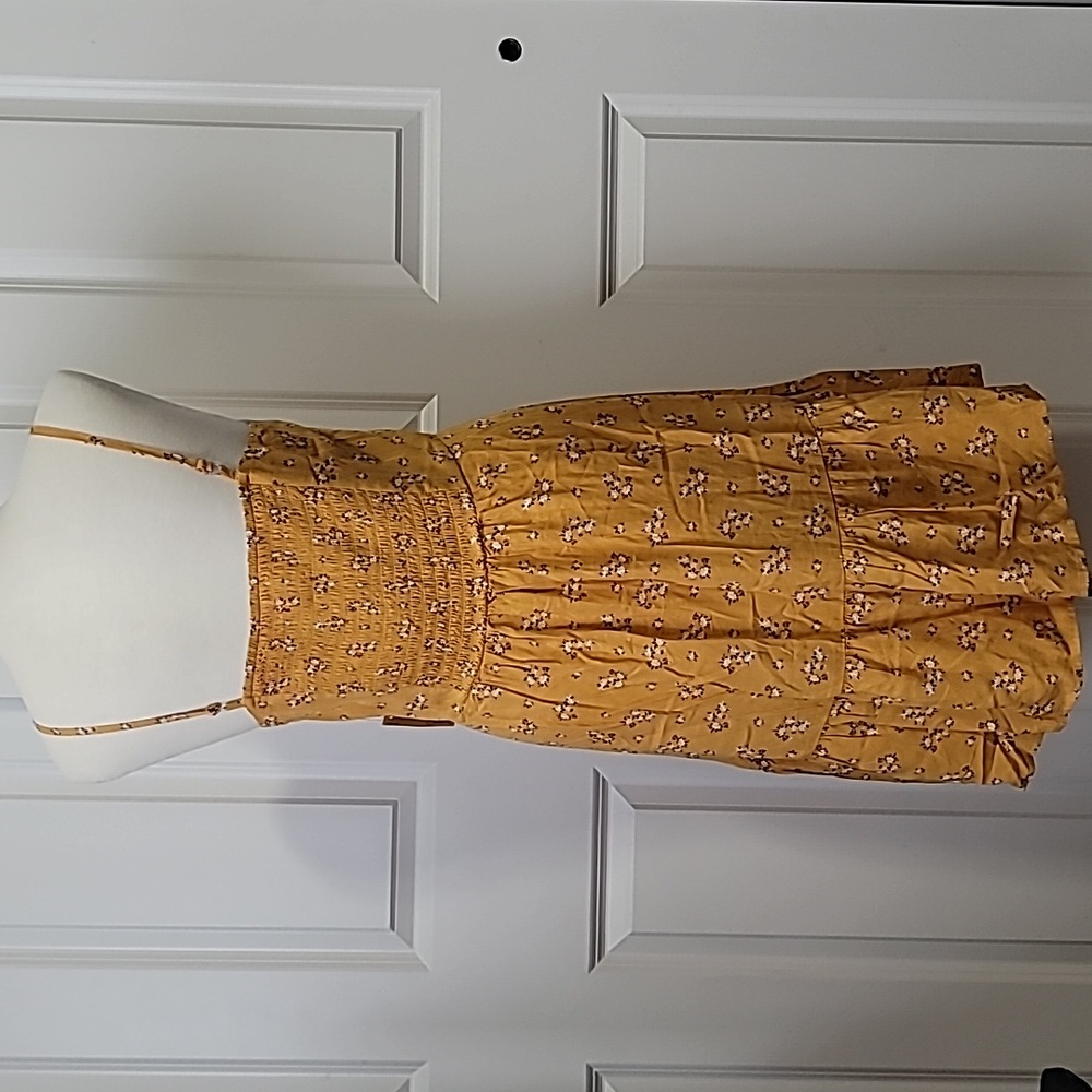 a.n.a. 2X YELLOW FLORAL SUMMER CASUAL BOHEMIAN GARDENCORE COTTAGECORE MINI DRESS